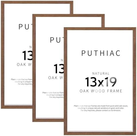 puthiac 13x19 Solid Oak Wood Picture Frames, Walnut, 3 Pack