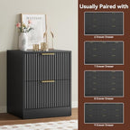 8 Drawer Dresser & 2-Drawer Nightstand Set 3-Piece, Black丨55 Wide Fluted Black Dresser and Night Stand Set of 2 Modern Wood Chest of Drawers Storage Dressers Set for Bedroom