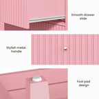 RoyalCraft 32" Large Nightstand Set of 2, Fluted Painted Wood Dresser with 3 Spacious Drawers, Modern Bedside Table for Bedroom, Living Room, Pink