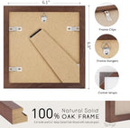 puthiac 6x6 Solid Oak Wood Picture Frame, Walnut, 1 Pack