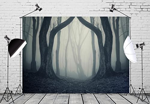 BELECO 10x6.5ft Fabric Dark Misty Woods Halloween Spooky Forest Backdrop for Photography Magic Grove Vampire Evil Trees Background Witch Wizard Sorcerer Ghost Theme Party Decor Banner Photo Props - size: 10x6.5FT
