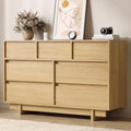 7 Drawer Oak Dresser for Bedroom, 51.5" Wide Mid Century Modern Dresser