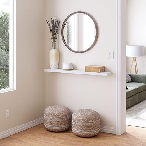Ballucci Floating Shelf, 48" Wood Wall Shelf with Invisible Brackets for Bathroom, Living Room, Bedroom, Kitchen, Nursery, 8" Deep, White