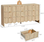 ORRD 9 Drawer Dresser for Bedroom, Modern Closet Chest of Drawers with Wave Fluted Drawer, Wood Storage Small Dresser Organizer for Nursery Bedroom Living Room Hallway Closet (Natural)