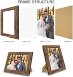 Hongkee 5.5 x 8.5 Diploma Frame Set of 4, Made of Real Glass and Rustic Brown Frame, 5.5 by 8.5 Photo for Wall or Tabletop