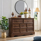 Farmhouse 8-Drawer Dresser with Charging Station for Bedroom