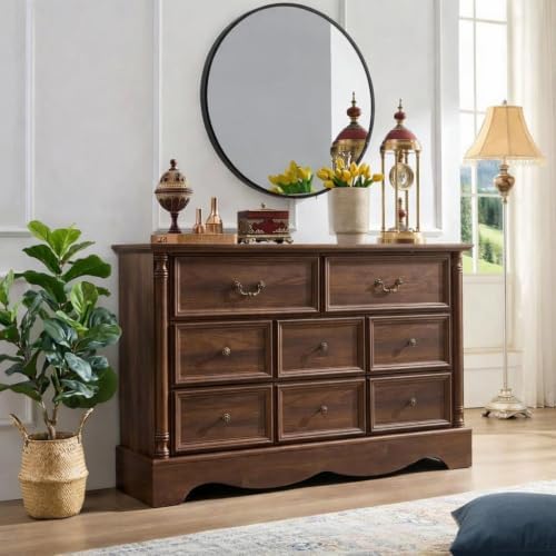 Farmhouse 8-Drawer Dresser with Charging Station for Bedroom