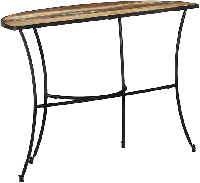 Solid Reclaimed Wood Side Table, Mixed Color Finish, 15.7x43.3x30.3 Inch Console