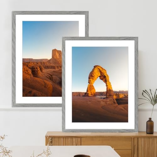 Hongkee 20x30 Frame Set of 4, 20 x 30 Grey Wood Style(Mat 16x24)