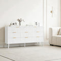 Fluted Dresser for Bedroom with 8 Drawers, Wooden Dresser with Metal Handle, White Dresser for Bedroom, Wood Closet for Hallway, Modern Storage Organizer for Living Room BDR104WW