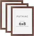puthiac 6x8 Solid Oak Wood Picture Frames, Walnut, 3 Pack