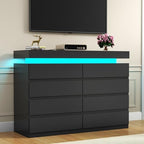 Gyfimoie 8 Drawer Dresser with Power Outlet, Modern Dresser with LED Light