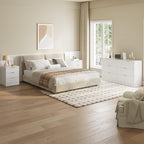 7 Drawer Dresser & 3-Drawer Nightstand Set 3-Piece, White丨Bedroom Dressers and Night Stand Set of 2, Fluted Modern Wood Chest of Drawers Storage Dressers Set for Bedroom