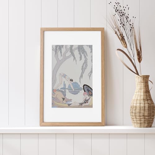 11x17 Picture Frame, Solid Oak Wood 11x17 Poster Frame with Mat to 8x12