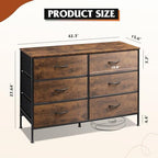WLIVE Dresser for Bedroom with 6 Fabric Drawers, Rustic Brown