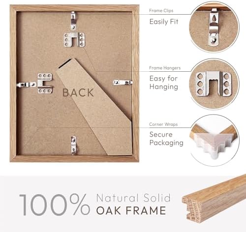 9x12 Wood Frame, Solid Oak 9x12 Picture Frame with Mat to 6x8