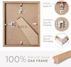 9x12 Wood Frame, Solid Oak 9x12 Picture Frame with Mat to 6x8