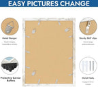 Hongkee 12x16 Picture Frame Set of 4, 12x16 Distressed White Wood,Mat 11x14