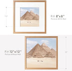 12x12 Wood Frame, Solid Oak 12x12 Picture Frames with Mat to 8x8