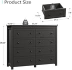 Xixini 47.2" Wide 8-Drawer Farmhouse Dresser for Bedroom, Black