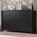 CHUWELL 55" Wide Black 8 Drawer Dresser for Bedroom with Solid Wood Legs