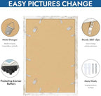 Hongkee 12x18 Picture Frame Set of 4,12x18 Distressed White Wood,Mat 8.5x11