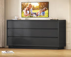 TEENFON 63" Dresser for Bedroom with 9 Drawers, Black Dresser with Metal Slide, Bedroom Dressers, Wood Dressers & Chests of Drawers for Bedroom, Hallway, Black
