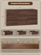 Modern 63" Wide 9 Drawers Dresser with Curved Profile Design,Walnut