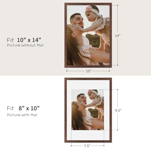 puthiac 10x14 Solid Oak Wood Picture Frames, Walnut, 3 Pack
