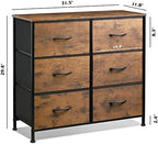 WLIVE Dresser for Bedroom with 6 Drawers, Rustic Brown Wood Grain Print