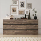Bobve 70.9” Dresser for Bedroom with 9 Drawers, Large Modern Chest of Drawers Handle Free, Long Wooden Dressers Storage Organizer, Wide Double Dresser for Bedroom, Living Room, Hallway (Walnut)