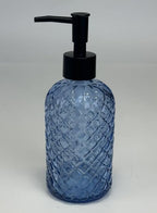Topsky Gem Glass Soap Dispenser with Black Plastic Pump, 13oz Liquid Hand Soap Dispenser, Rustproof Pump for Kitchen & Bathroom, Great for Lotions, Essential Oil, Liquid Soaps-Blue
