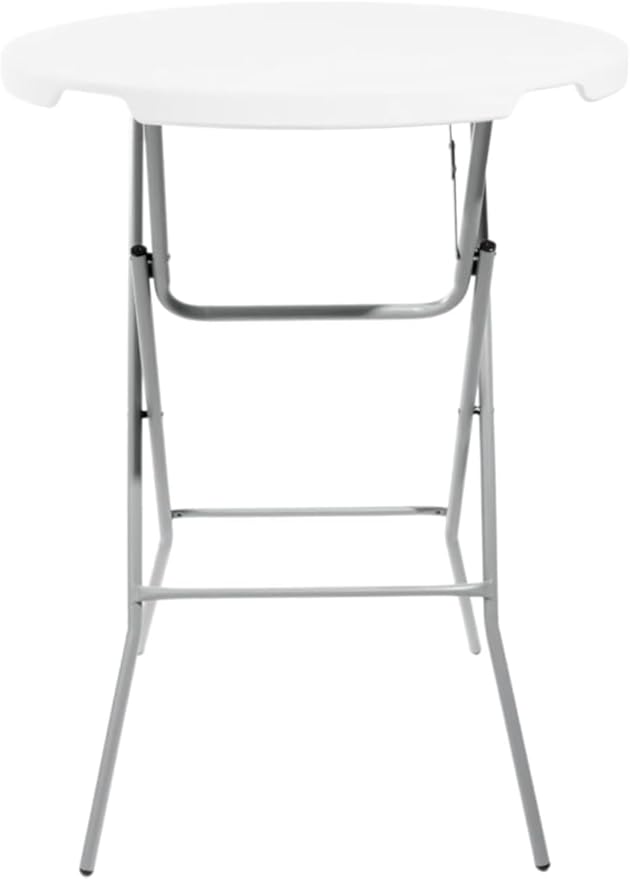 PRO&Family Commercial Round Folding Table, White Top, Powder-Coated Steel Frame, High-Impact Polyethylene Construction, Perfect for Wedding, Party, Shool, Church. (7, 32")