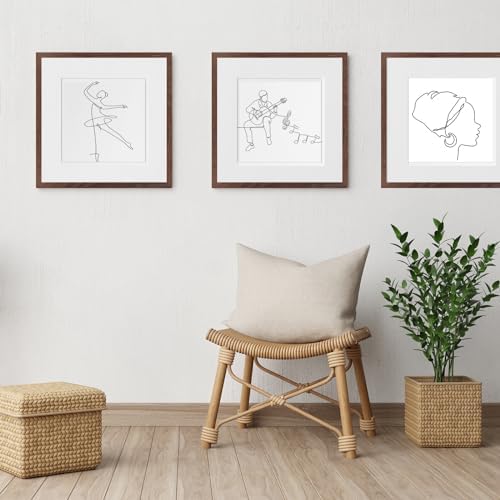 puthiac 10x10 Solid Oak Wood Picture Frames, Walnut, 3 Pack