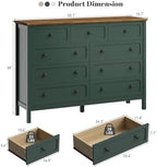 CARPETNAL 55" Green Dresser for Bedroom with 9 Drawer & Deep Drawers