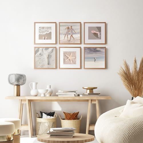 12x12 Wood Frame, Solid Oak 12x12 Picture Frames with Mat to 8x8