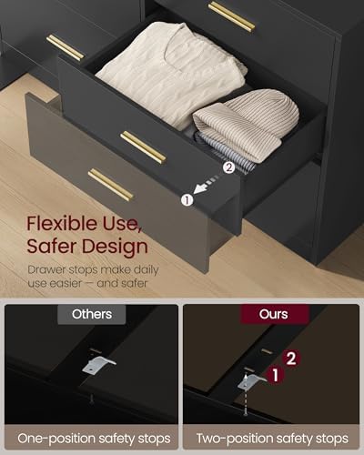 VASAGLE 6-Drawer Dresser, Chest of Drawers, 46.9 x 15.8 x 30.7 Inches