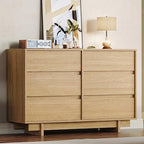 HOUROM Oak Dresser for Bedroom, 47in Modern 6 Drawer Chest of Drawers