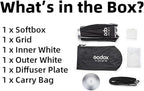 Godox 16" Small Square Softbox Quick Release, UL 40x40cm Universal Bowens Mount Soft Box Fast Setup for Studio Photography, Streaming, Video Lights with Diffusers/Honeycomb Grid/Diffuser Plate - size: 40x40cm /16"