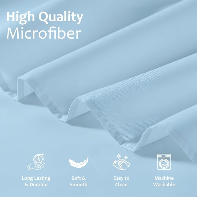 Shreem Linen Ruffled Bed Skirt with Split Corners, Gathered Style, 100% Microfiber, 24-Inch Drop, Dust Ruffle Bedskirt with Platform, Twin-XL, Light Blue