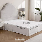 MIYE Pleated Waffle Weave Bed Skirt, Tailored Dust Ruffle 12 Inch Drop Easy Fit, Machine Washable (White, Twin - 12" Drop)