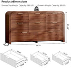 Ieejdn 55.12" Modern Chest of Drawer, 8 Deep Drawers,Clothes Organizer,Large Storage Cabinet for Living Room, Bedroom,Dresser TV Stand, Wood Drawer Organizer for Living Room, Hallway, Walnut