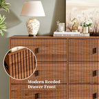 Chrangmay Modern Chest of Drawers with 9 Drawers,Deep Drawers,Clothes Organizer,Large Storage Cabinet for Living Room, Bedroom,Hallway,with Anti-Tipping Device, Caramel