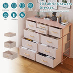 LUMTOK 10 Drawers Dresser with Fabric Bins for Bedroom,Closets，Dark Gray