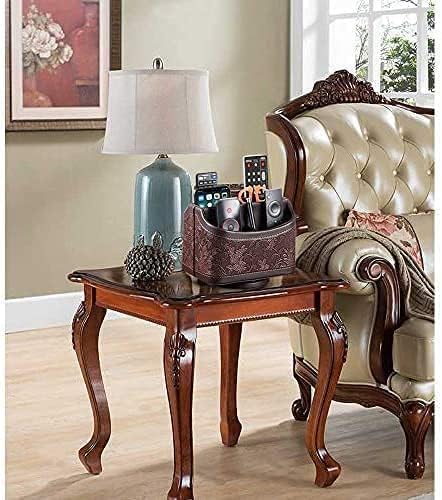 PU Leather Remote Control Organizer with 360° Spinning Design,Desk Organizer for TV Remote,Phone,Pen,Glasse,Mail,Tablet,Calculator,Controller-Home & Office Storage Caddy (Antique Brown) ﻿