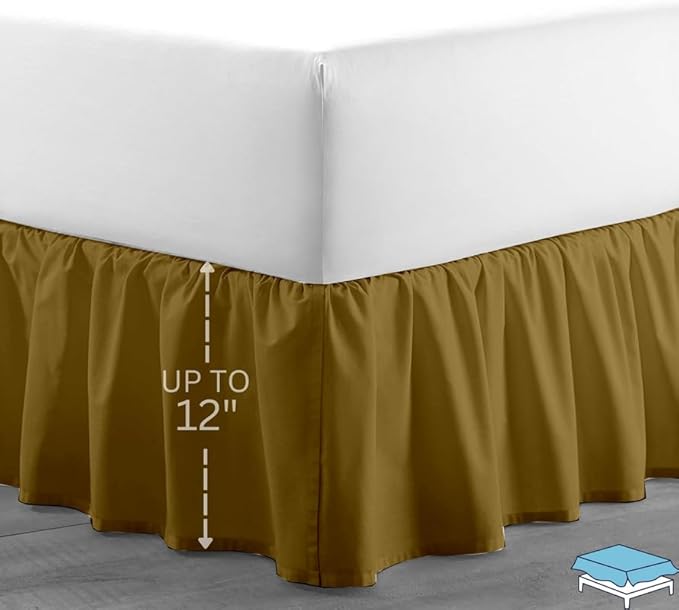 Ruffle Bed Skirt with Split Corners, Microfiber Dust Ruffled for a Perfectly Tailored Bedding Ensemble, Wrinkle and Fade Free, Easy Fit, King Size 12 Inch Drop, Taupe