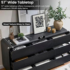 Standifurno Dresser for Bedroom, Modern Cuved Dresser with 9 Drawers,Black Dresser with Handleless Design, Closet Storage Dresser, 15.43" D x 57" W x 28.3" H (9 Drawers)