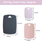Plastic Cutting Board Set of 3, Cutting Boards for Kitchen,Thick Chopping Boards for Meat, Veggies, Fruits, with Easy Grip Handle, Dishwasher Saf,Suitable for outdoor camping, RV. (Pink)