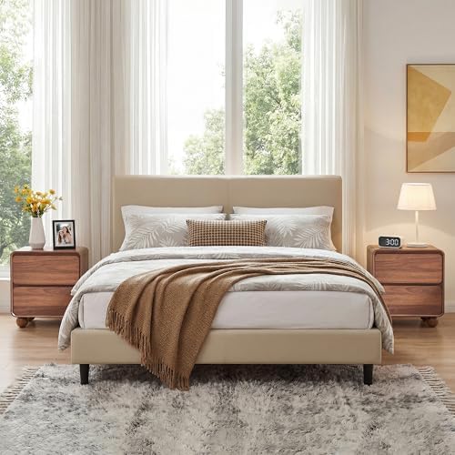 AVZEAR Set of 2 Modern 2 Drawer Dresser, 2 Drawer Nightstand Small Wooden Dresser Chest of Drawers, Handle Free & Curved Profile Design Sofa End Table for Living Room, Nursery, Walnut