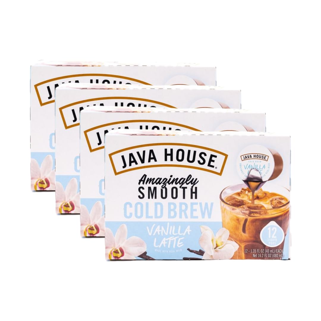 Java House Cold Brew Coffee, Colombian Medium Roast Coffee Concentrate Liquid Pods - 1.35 Fluid Oz (Pack of 60) Enjoy Hot or Iced